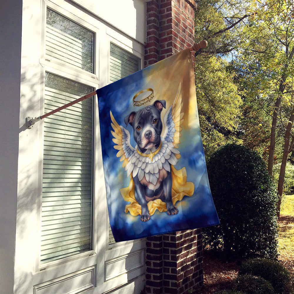 Staffordshire Bull Terrier My Angel House Flag 28x40 Porch Sleeve Pole Decorative Outside Yard Banner Artwork Wall Hanging, Polyester