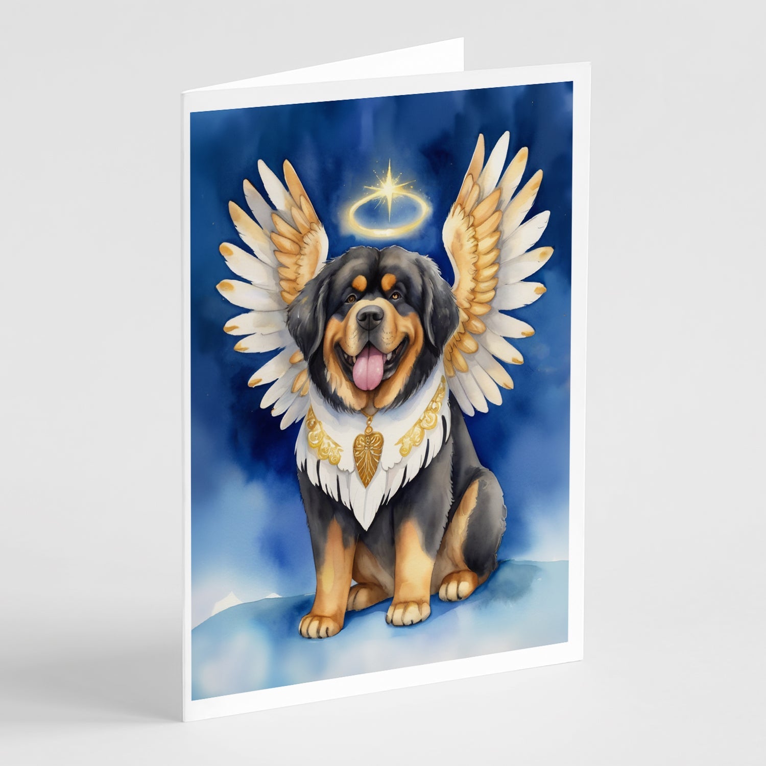 Tibetan Mastiff My Angel Greeting Cards Pack of 8 Blank Cards with Envelopes Whimsical A7 Size 5x7