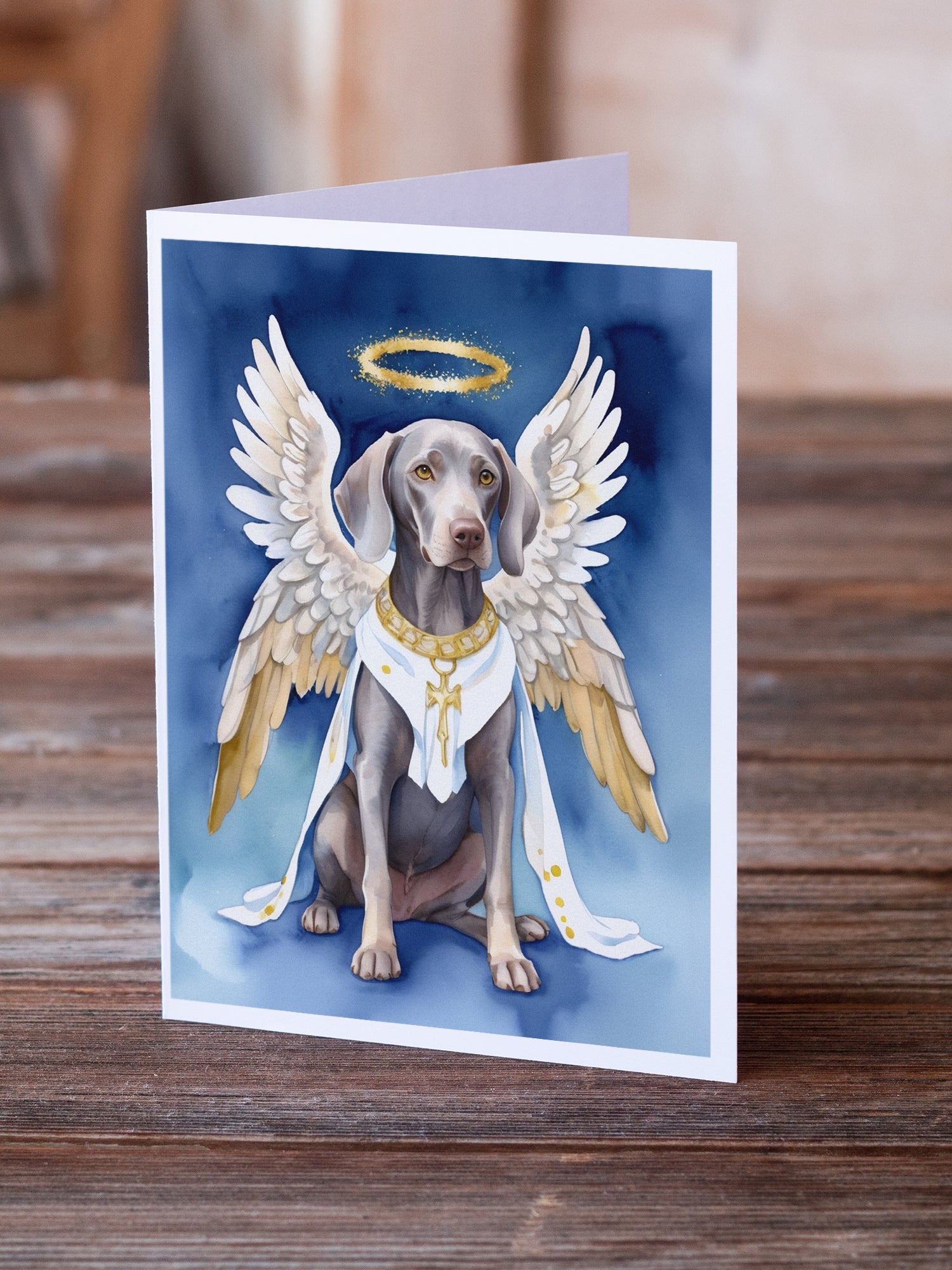 Weimaraner My Angel Greeting Cards Pack of 8 Blank Cards with Envelopes Whimsical A7 Size 5x7