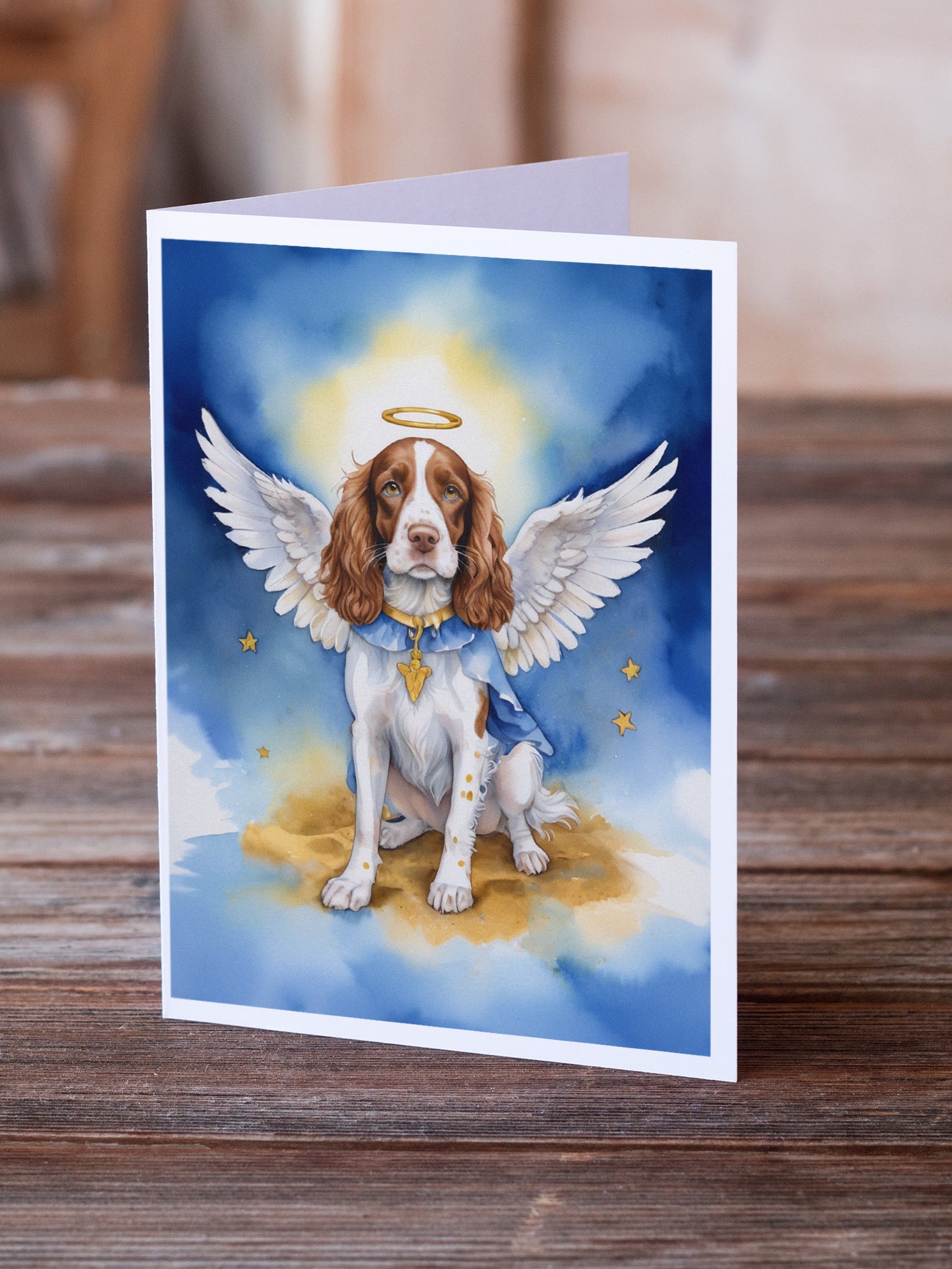 Welsh Springer Spaniel My Angel Greeting Cards Pack of 8 Blank Cards with Envelopes Whimsical A7 Size 5x7