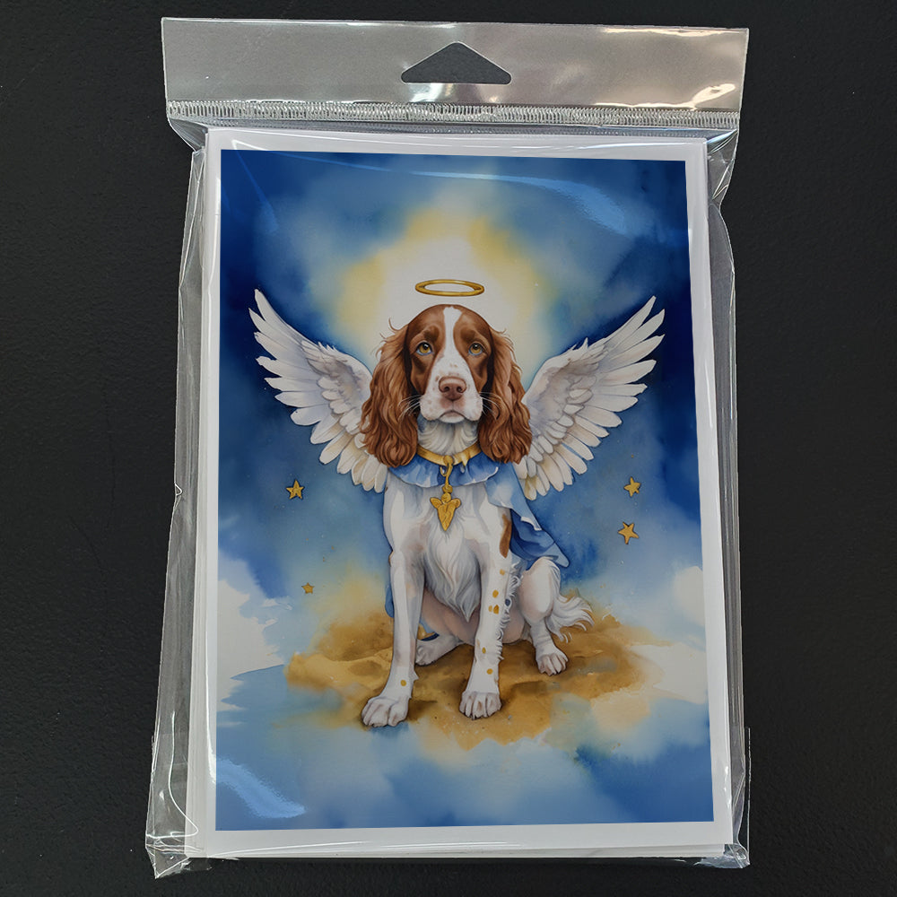 Welsh Springer Spaniel My Angel Greeting Cards Pack of 8 Blank Cards with Envelopes Whimsical A7 Size 5x7