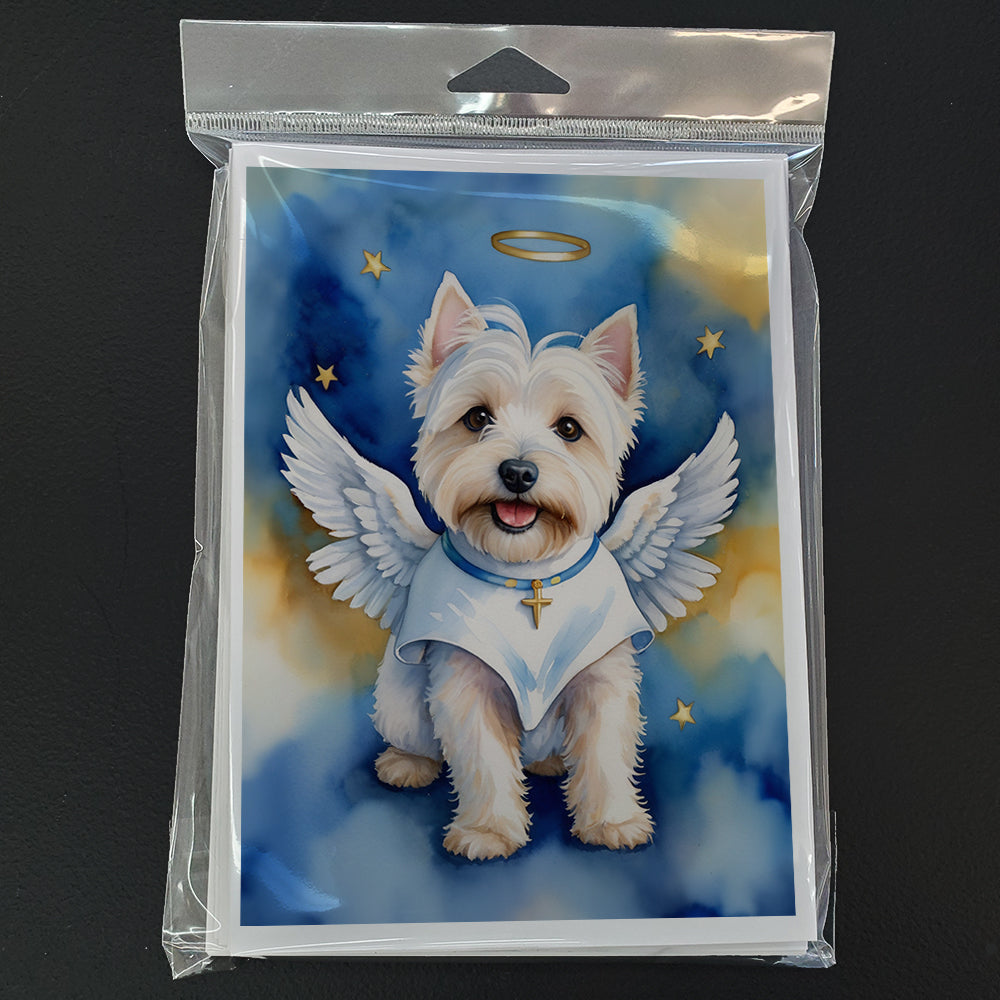 Westie My Angel Greeting Cards Pack of 8 Blank Cards with Envelopes Whimsical A7 Size 5x7