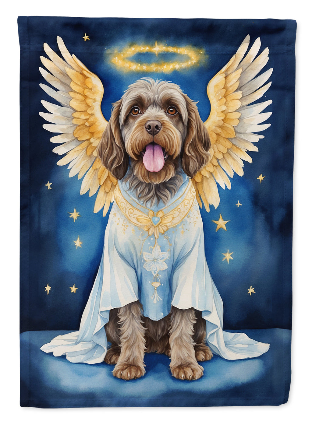Wirehaired Pointing Griffon My Angel House Flag 28x40 Porch Sleeve Pole Decorative Outside Yard Banner Artwork Wall Hanging, Polyester