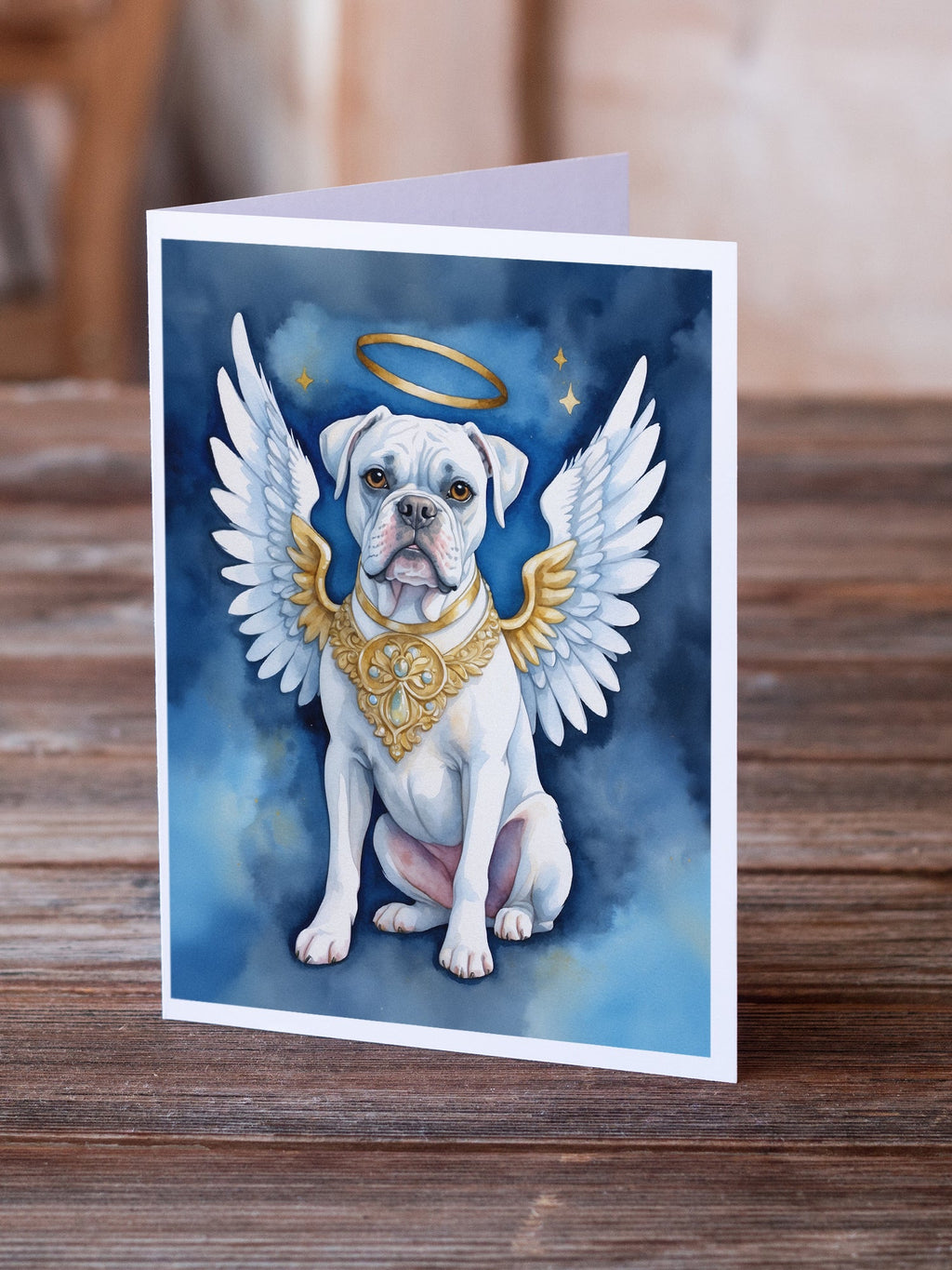 White Boxer My Angel Greeting Cards Pack of 8 Blank Cards with Envelopes Whimsical A7 Size 5x7