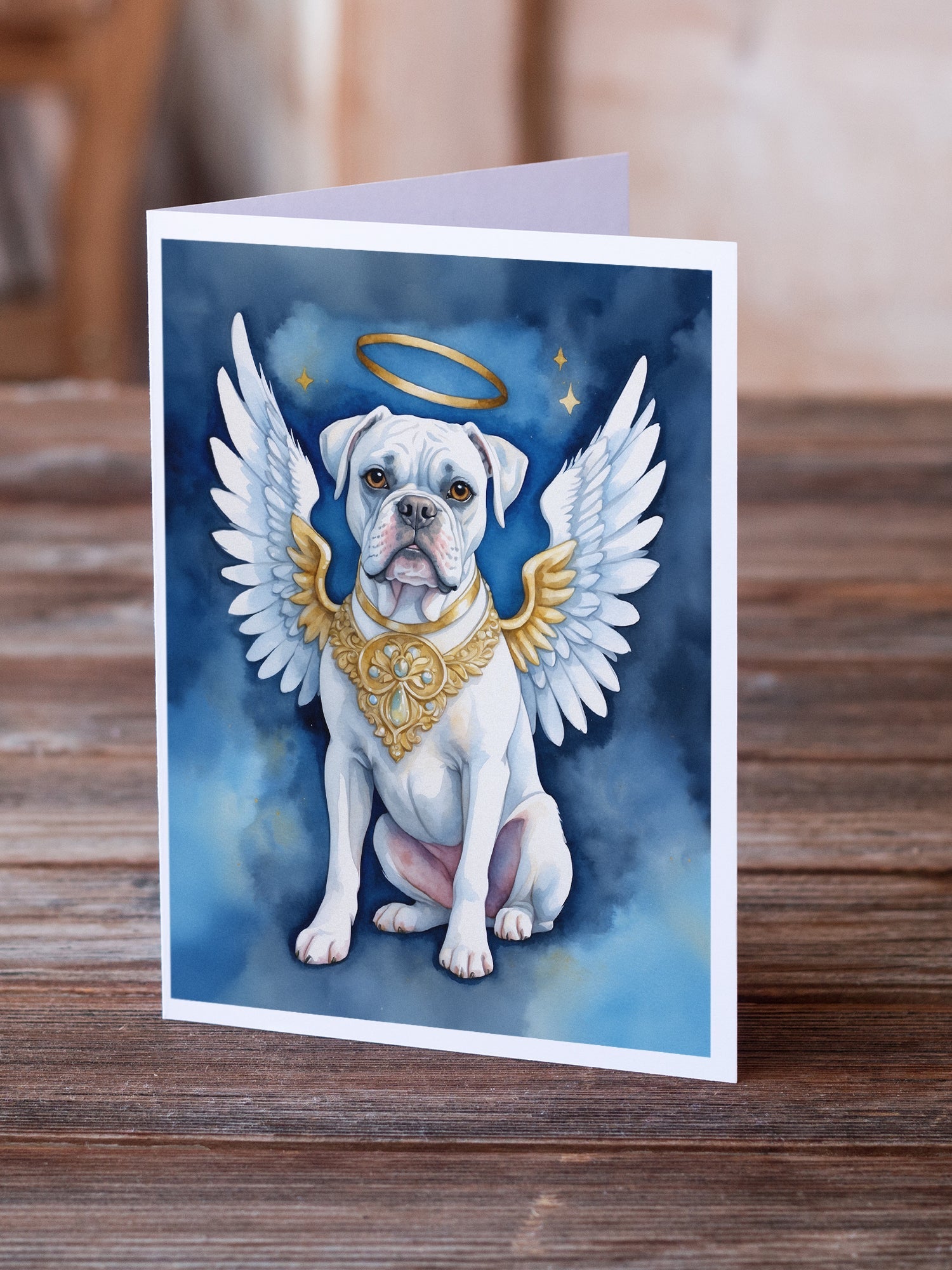 White Boxer My Angel Greeting Cards Pack of 8 Blank Cards with Envelopes Whimsical A7 Size 5x7