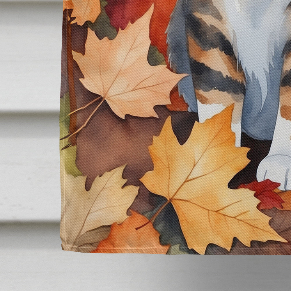 American Polydactyl Cat in Fall Leaves House Flag 28x40 Porch Sleeve Pole Decorative Outside Yard Banner Artwork Wall Hanging, Polyester