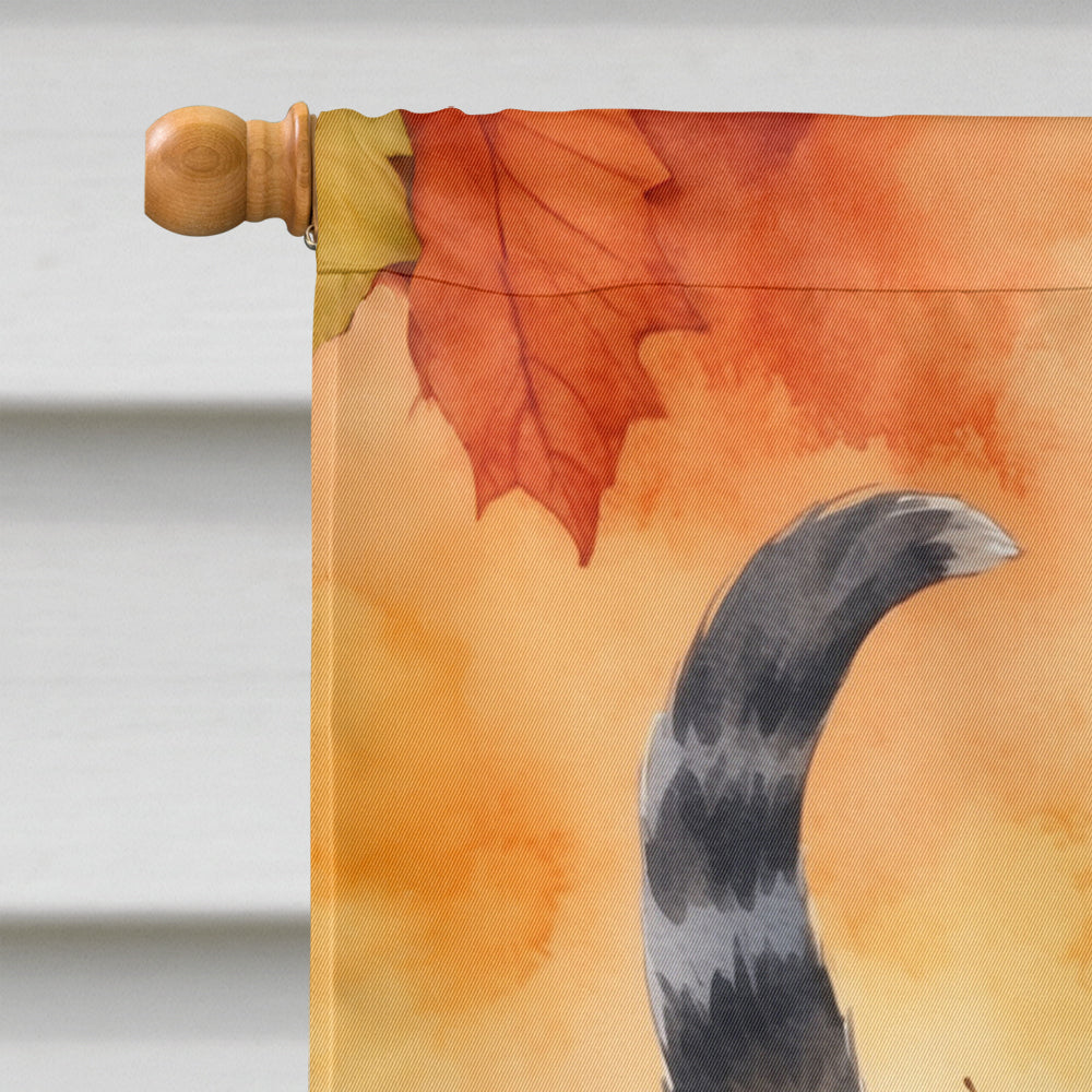 American Wirehair Cat in Fall Leaves House Flag 28x40 Porch Sleeve Pole Decorative Outside Yard Banner Artwork Wall Hanging, Polyester