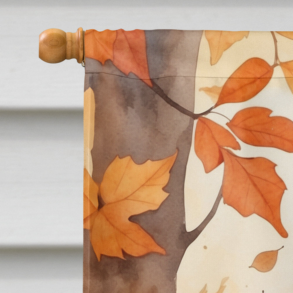 American Wirehair Cat in Fall Leaves House Flag 28x40 Porch Sleeve Pole Decorative Outside Yard Banner Artwork Wall Hanging, Polyester