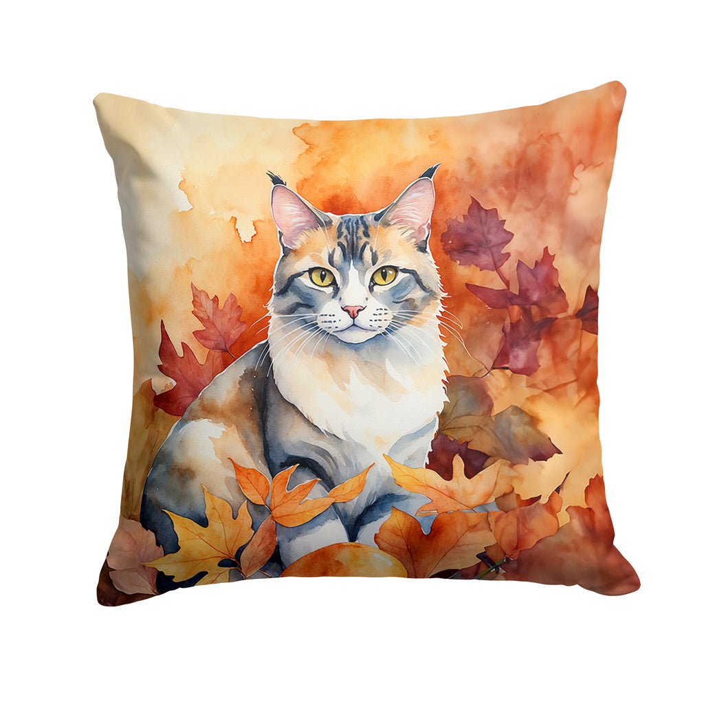 Aphrodite Giant Cat in Fall Leaves Decorative Throw Pillow 18x18 Indoor Outdoor Accent Cushion, Fabric Cover with Insert for Sofa, Bed, Porch & Living Room