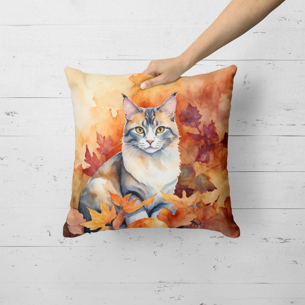 Aphrodite Giant Cat in Fall Leaves Decorative Throw Pillow 18x18 Indoor Outdoor Accent Cushion, Fabric Cover with Insert for Sofa, Bed, Porch & Living Room