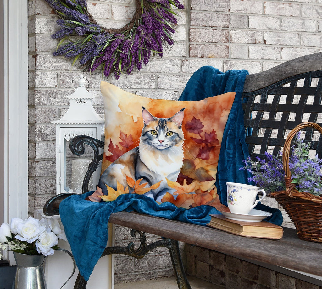 Aphrodite Giant Cat in Fall Leaves Decorative Throw Pillow 18x18 Indoor Outdoor Accent Cushion, Fabric Cover with Insert for Sofa, Bed, Porch & Living Room