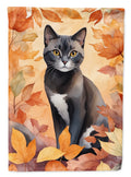 Asian Cat in Fall Leaves House Flag 28x40 Porch Sleeve Pole Decorative Outside Yard Banner Artwork Wall Hanging, Polyester