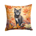 Asian Cat in Fall Leaves Decorative Throw Pillow 18x18 Indoor Outdoor Accent Cushion, Fabric Cover with Insert for Sofa, Bed, Porch & Living Room