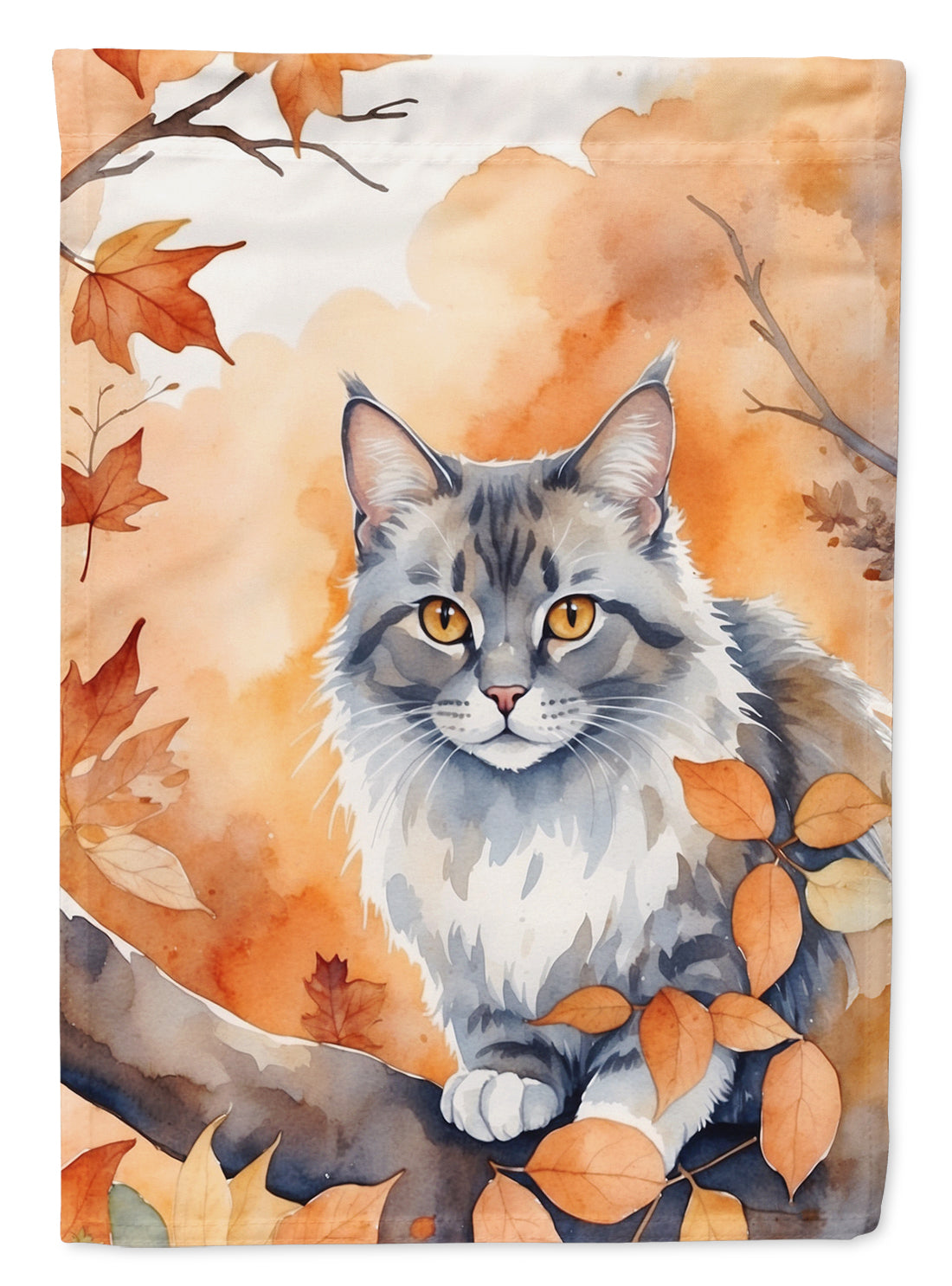 Australian Mist Cat in Fall Leaves House Flag 28x40 Porch Sleeve Pole Decorative Outside Yard Banner Artwork Wall Hanging, Polyester