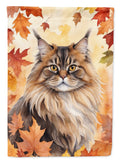 British Longhair Cat in Fall Leaves House Flag 28x40 Porch Sleeve Pole Decorative Outside Yard Banner Artwork Wall Hanging, Polyester