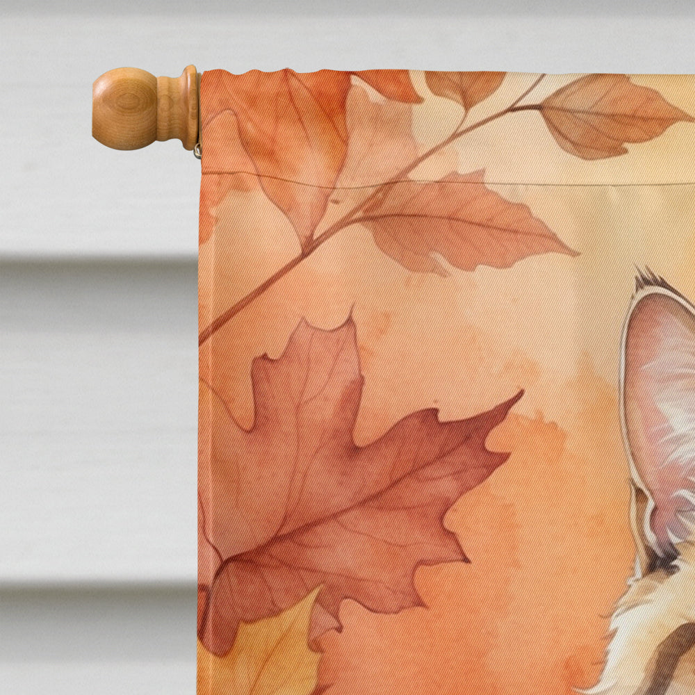 Chantilly Tiffany Cat in Fall Leaves House Flag 28x40 Porch Sleeve Pole Decorative Outside Yard Banner Artwork Wall Hanging, Polyester