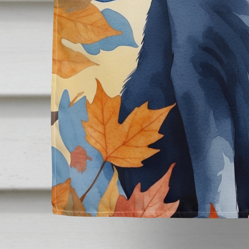 Chartreux Cat in Fall Leaves House Flag 28x40 Porch Sleeve Pole Decorative Outside Yard Banner Artwork Wall Hanging, Polyester