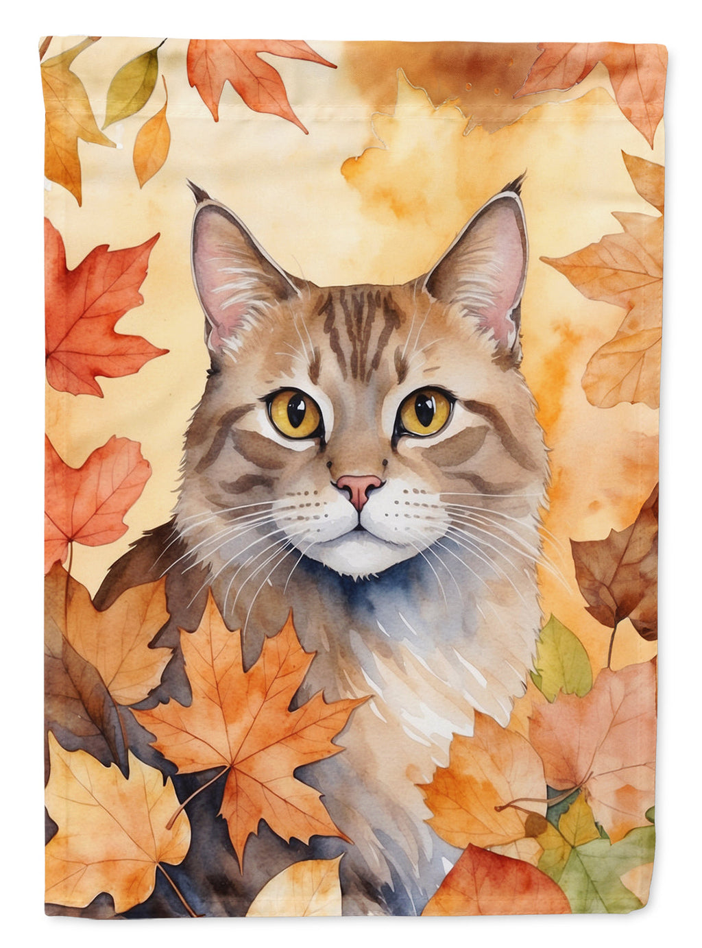 Dwelf Cat in Fall Leaves House Flag 28x40 Porch Sleeve Pole Decorative Outside Yard Banner Artwork Wall Hanging, Polyester
