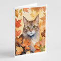 Dwelf Cat in Fall Leaves Greeting Cards Pack of 8 Blank Cards with Envelopes Whimsical A7 Size 5x7