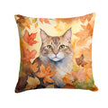 Dwelf Cat in Fall Leaves Decorative Throw Pillow 14x14 Indoor Outdoor Accent Cushion, Fabric Cover with Insert for Sofa, Bed, Porch & Living Room