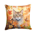 Dwelf Cat in Fall Leaves Decorative Throw Pillow 18x18 Indoor Outdoor Accent Cushion, Fabric Cover with Insert for Sofa, Bed, Porch & Living Room