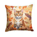 German Rex Cat in Fall Leaves Decorative Throw Pillow 18x18 Indoor Outdoor Accent Cushion, Fabric Cover with Insert for Sofa, Bed, Porch & Living Room