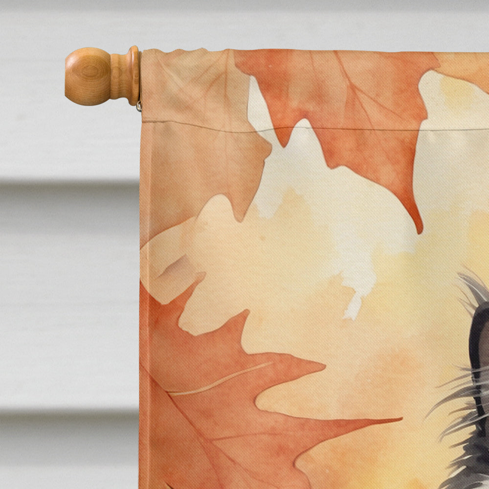 Himalayan Cat in Fall Leaves House Flag 28x40 Porch Sleeve Pole Decorative Outside Yard Banner Artwork Wall Hanging, Polyester