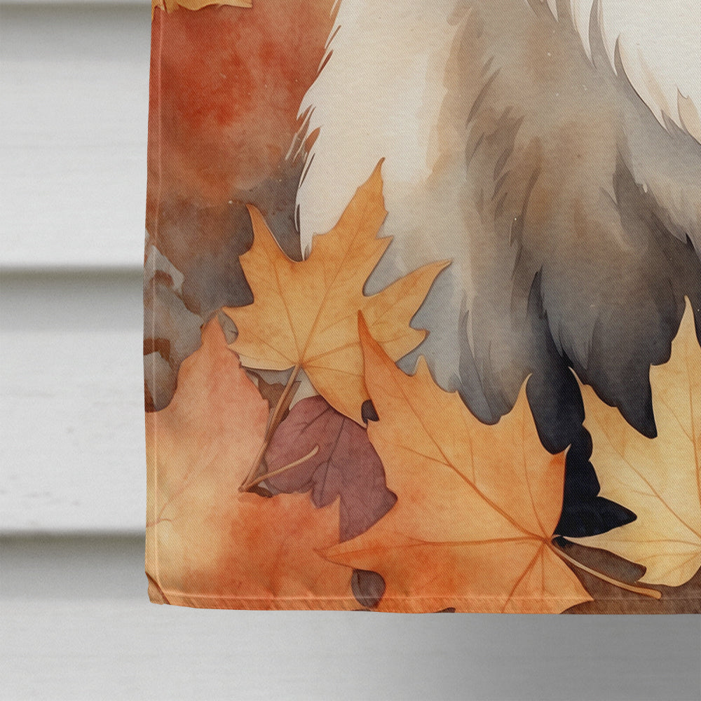 Himalayan Cat in Fall Leaves House Flag 28x40 Porch Sleeve Pole Decorative Outside Yard Banner Artwork Wall Hanging, Polyester