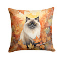 Himalayan Cat in Fall Leaves Decorative Throw Pillow 14x14 Indoor Outdoor Accent Cushion, Fabric Cover with Insert for Sofa, Bed, Porch & Living Room