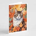 La Perm Cat in Fall Leaves Greeting Cards Pack of 8 Blank Cards with Envelopes Whimsical A7 Size 5x7