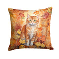 La Perm Cat in Fall Leaves Decorative Throw Pillow 18x18 Indoor Outdoor Accent Cushion, Fabric Cover with Insert for Sofa, Bed, Porch & Living Room