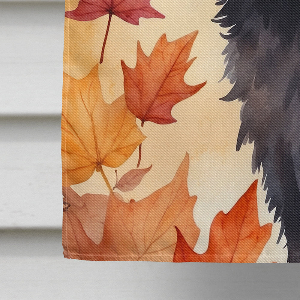 Lykoi Cat in Fall Leaves House Flag 28x40 Porch Sleeve Pole Decorative Outside Yard Banner Artwork Wall Hanging, Polyester