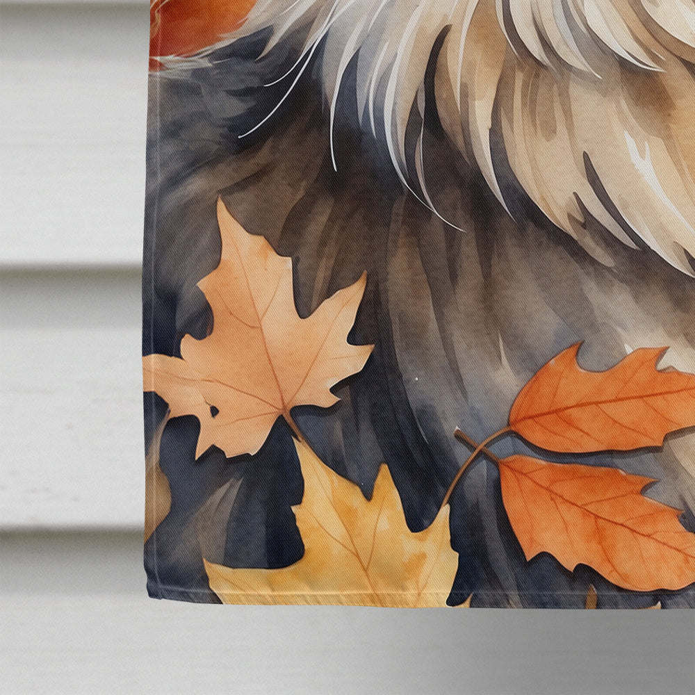 MaineCoon Cat in Fall Leaves House Flag 28x40 Porch Sleeve Pole Decorative Outside Yard Banner Artwork Wall Hanging, Polyester