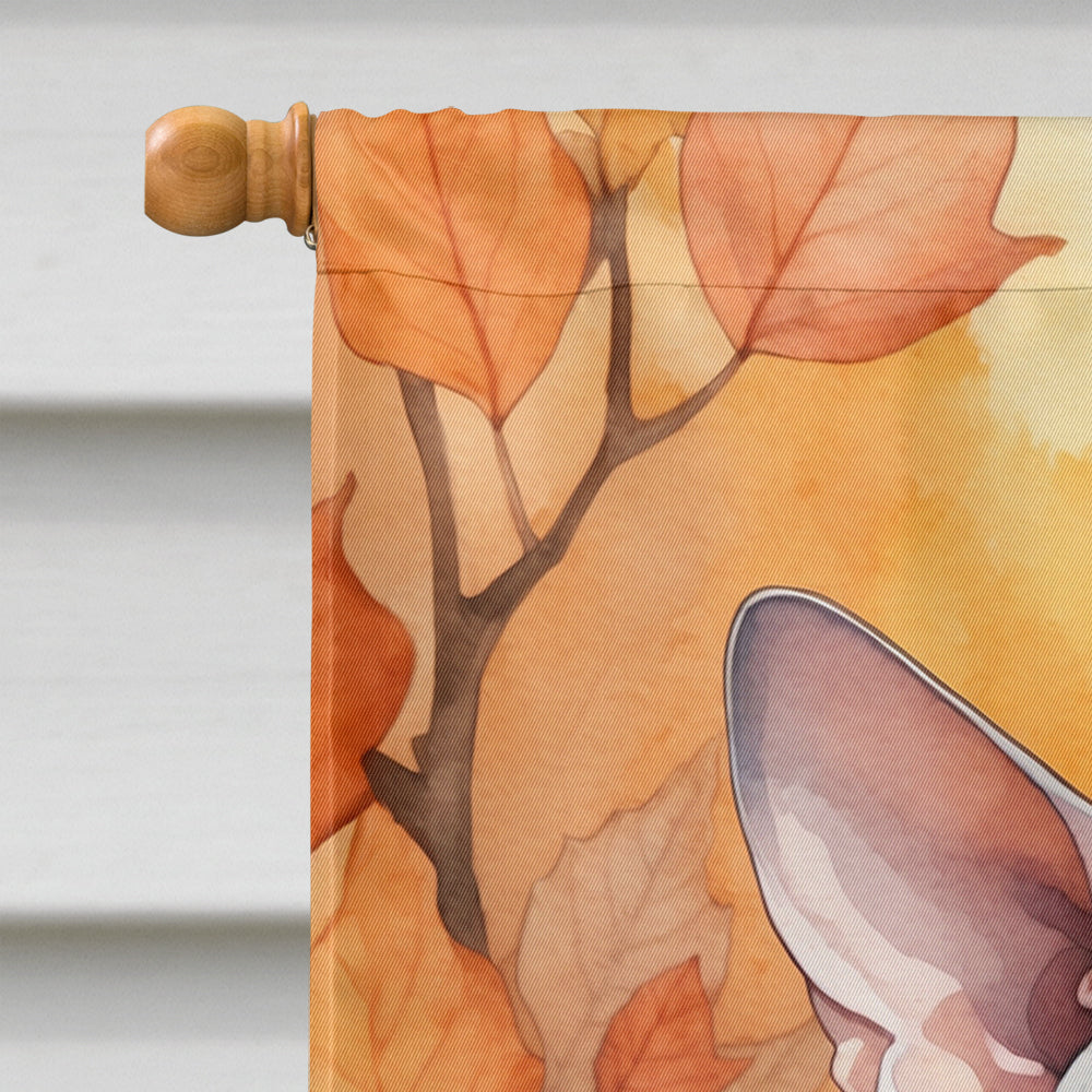 Minskin Cat in Fall Leaves House Flag 28x40 Porch Sleeve Pole Decorative Outside Yard Banner Artwork Wall Hanging, Polyester