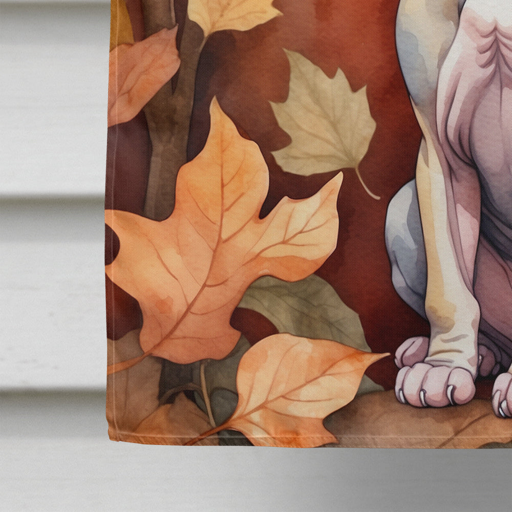 Minskin Cat in Fall Leaves House Flag 28x40 Porch Sleeve Pole Decorative Outside Yard Banner Artwork Wall Hanging, Polyester