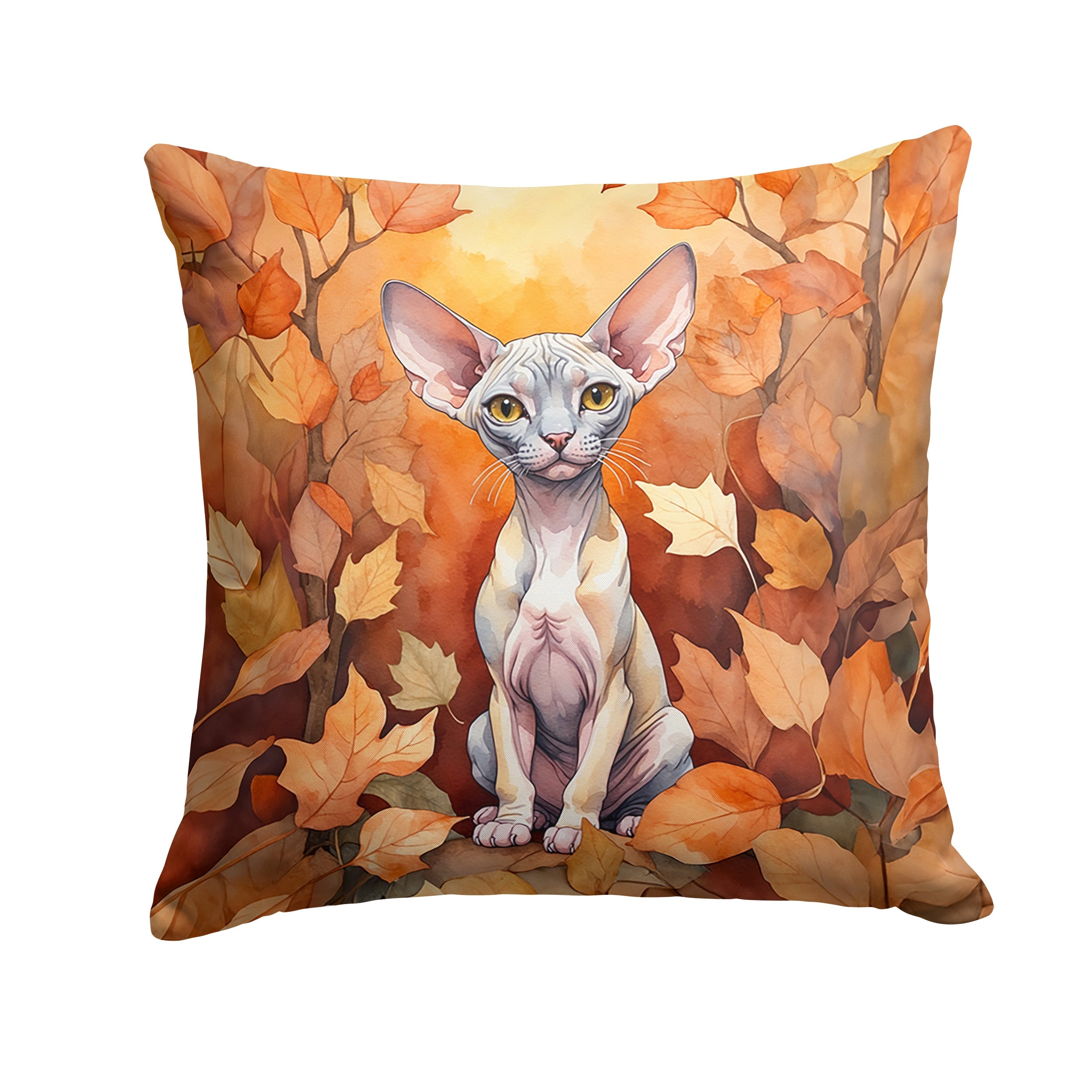 Minskin Cat in Fall Leaves Decorative Throw Pillow 18x18 Indoor Outdoor Accent Cushion, Fabric Cover with Insert for Sofa, Bed, Porch & Living Room
