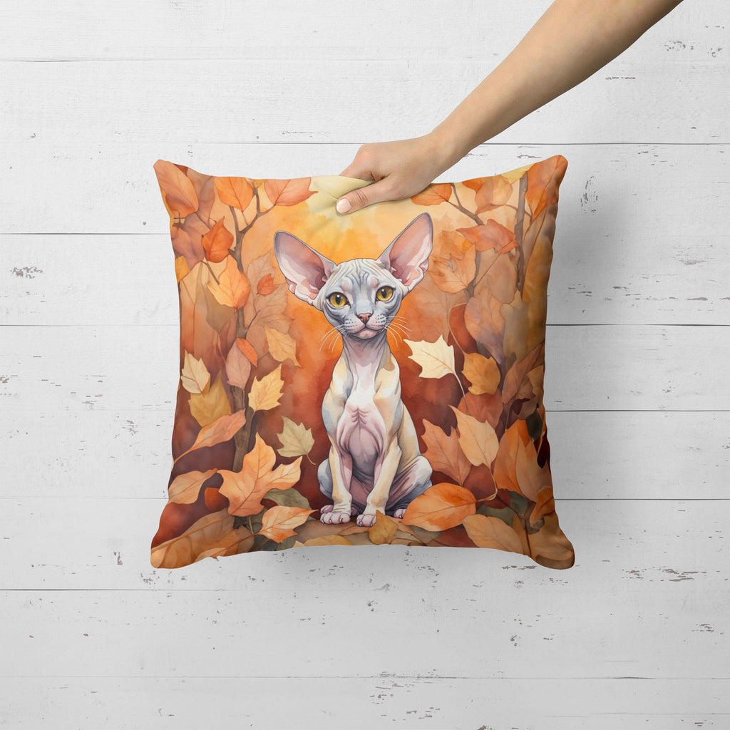Minskin Cat in Fall Leaves Decorative Throw Pillow 18x18 Indoor Outdoor Accent Cushion, Fabric Cover with Insert for Sofa, Bed, Porch & Living Room