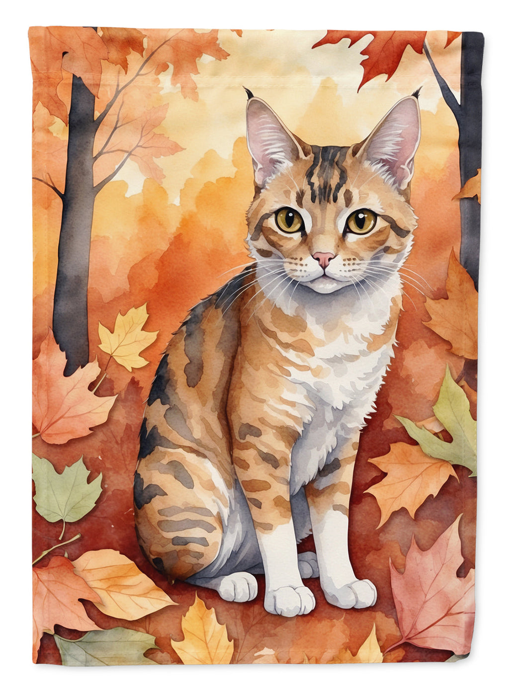 Oregon Rex Cat in Fall Leaves House Flag 28x40 Porch Sleeve Pole Decorative Outside Yard Banner Artwork Wall Hanging, Polyester