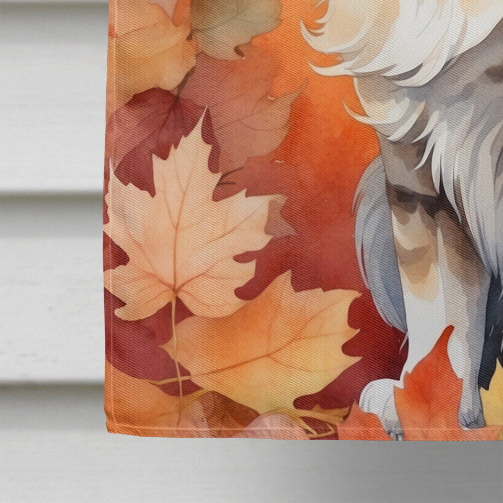 Oriental Longhair Cat in Fall Leaves House Flag 28x40 Porch Sleeve Pole Decorative Outside Yard Banner Artwork Wall Hanging, Polyester
