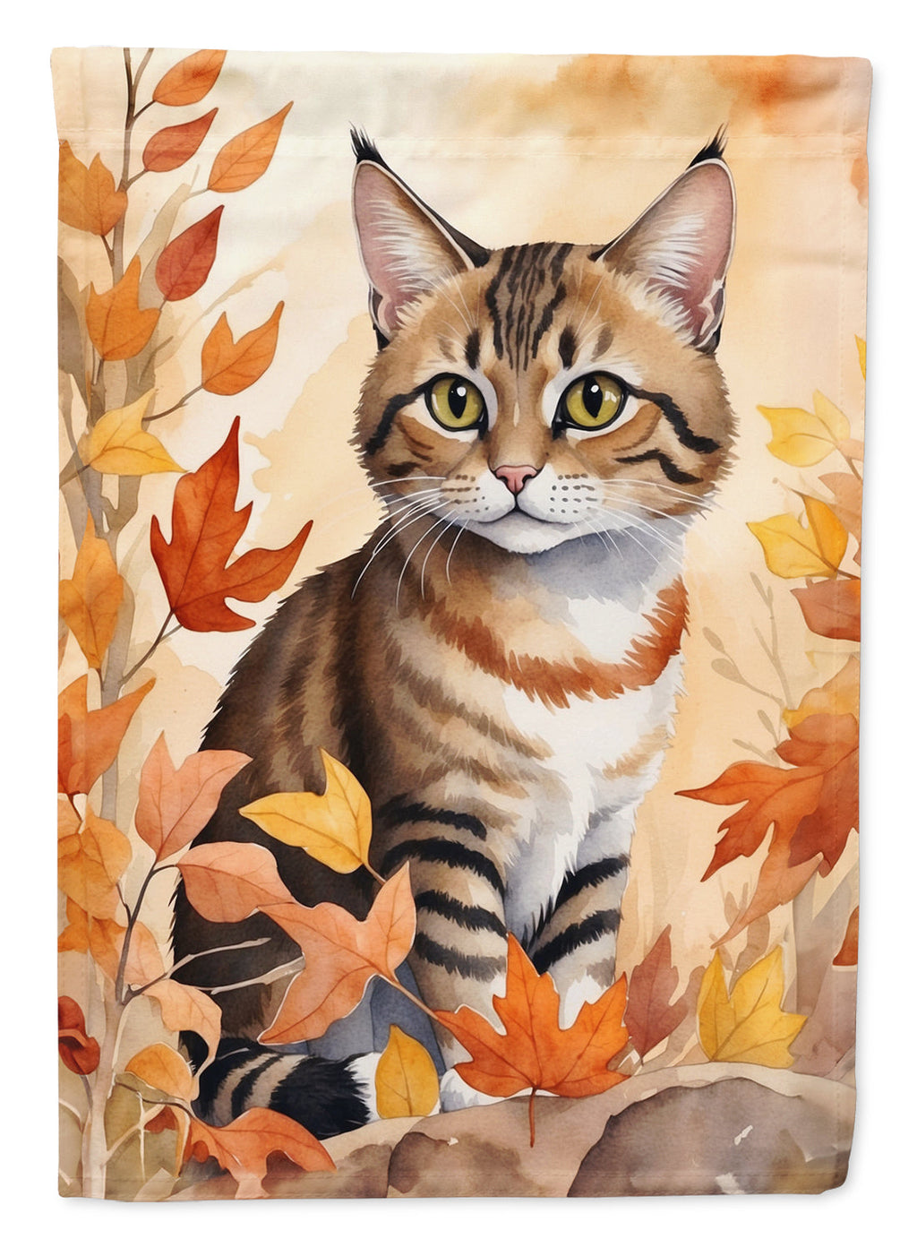 Owyhee Bob Cat in Fall Leaves House Flag 28x40 Porch Sleeve Pole Decorative Outside Yard Banner Artwork Wall Hanging, Polyester