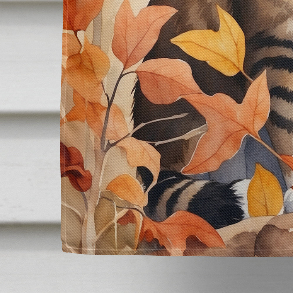 Owyhee Bob Cat in Fall Leaves House Flag 28x40 Porch Sleeve Pole Decorative Outside Yard Banner Artwork Wall Hanging, Polyester