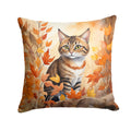 Owyhee Bob Cat in Fall Leaves Decorative Throw Pillow 18x18 Indoor Outdoor Accent Cushion, Fabric Cover with Insert for Sofa, Bed, Porch & Living Room