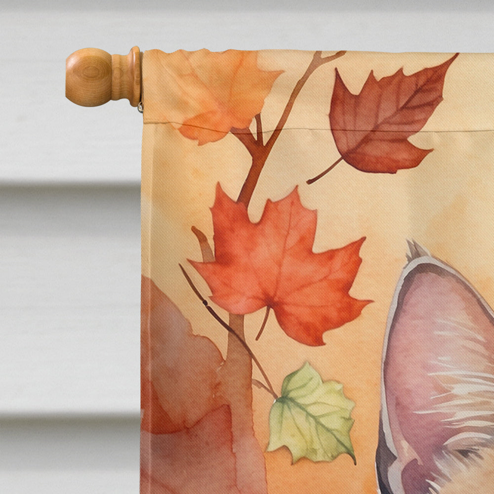 Raas Cat in Fall Leaves House Flag 28x40 Porch Sleeve Pole Decorative Outside Yard Banner Artwork Wall Hanging, Polyester