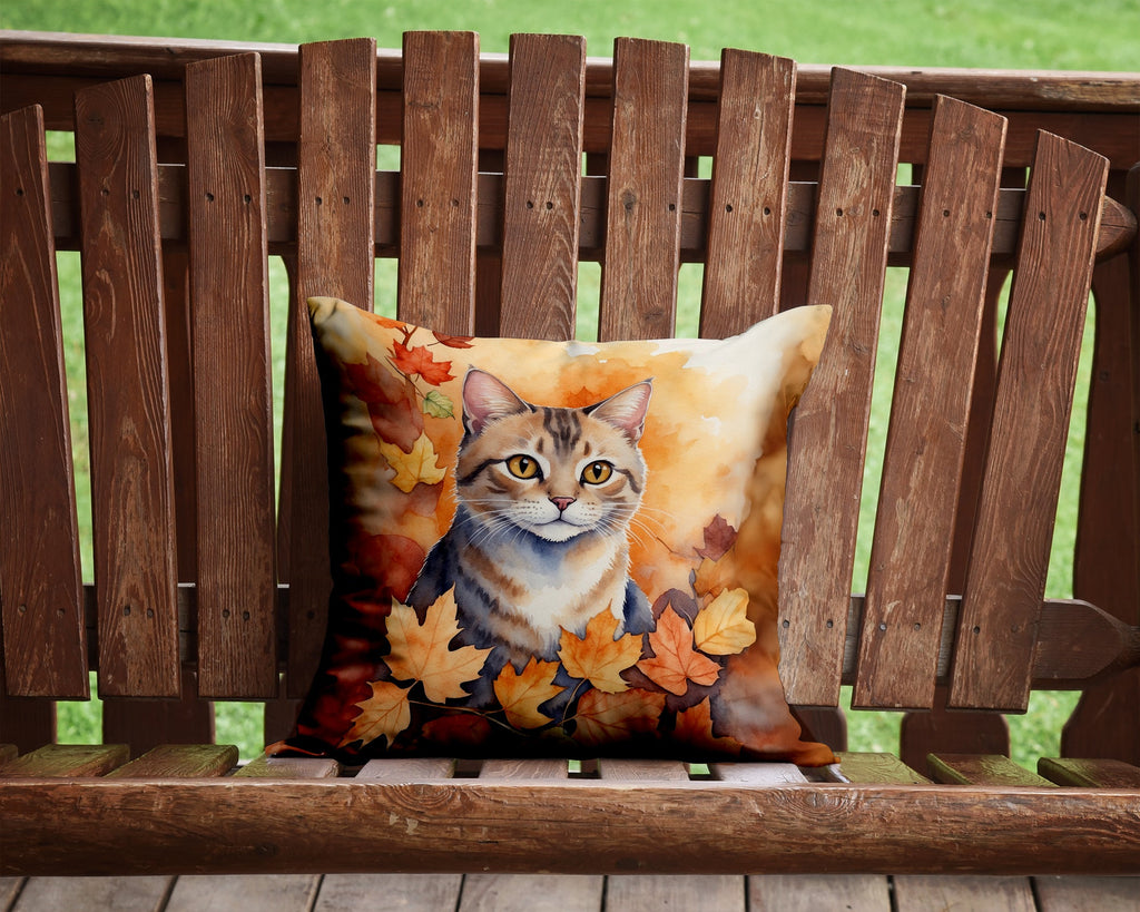 Raas Cat in Fall Leaves Decorative Throw Pillow 14x14 Indoor Outdoor Accent Cushion, Fabric Cover with Insert for Sofa, Bed, Porch & Living Room