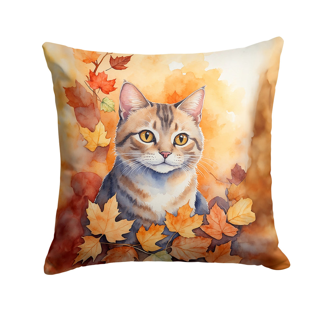 Raas Cat in Fall Leaves Decorative Throw Pillow 18x18 Indoor Outdoor Accent Cushion, Fabric Cover with Insert for Sofa, Bed, Porch & Living Room