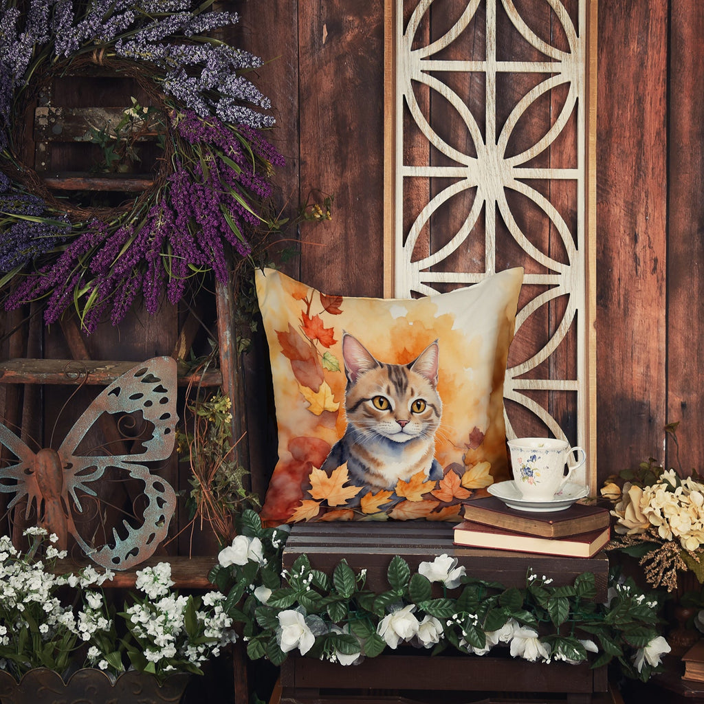 Raas Cat in Fall Leaves Decorative Throw Pillow 18x18 Indoor Outdoor Accent Cushion, Fabric Cover with Insert for Sofa, Bed, Porch & Living Room