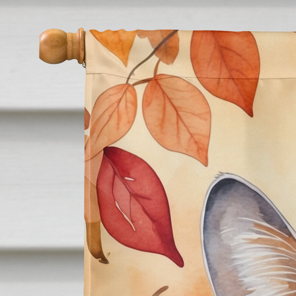 Safari Cat in Fall Leaves House Flag 28x40 Porch Sleeve Pole Decorative Outside Yard Banner Artwork Wall Hanging, Polyester