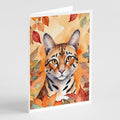Safari Cat in Fall Leaves Greeting Cards Pack of 8 Blank Cards with Envelopes Whimsical A7 Size 5x7