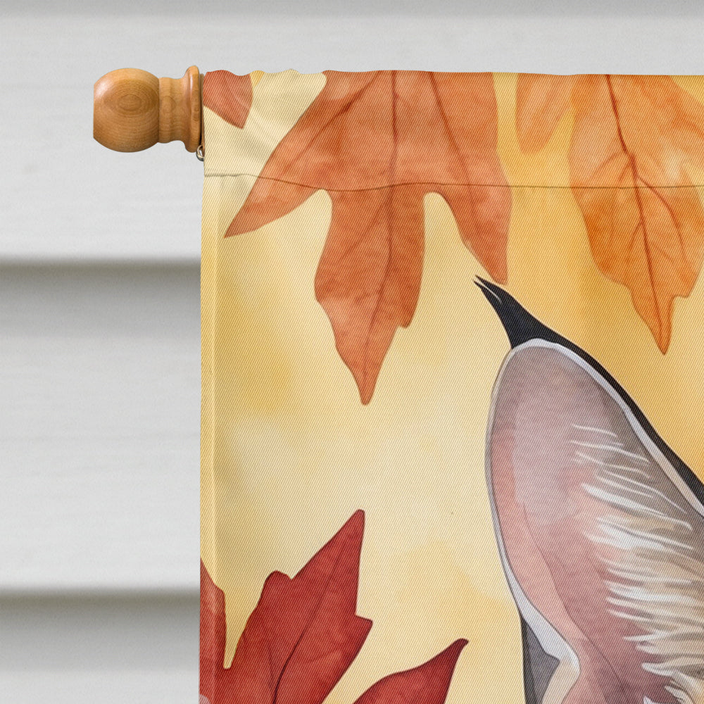 Savannah Cat in Fall Leaves House Flag 28x40 Porch Sleeve Pole Decorative Outside Yard Banner Artwork Wall Hanging, Polyester