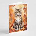 Selkirk Rex Cat in Fall Leaves Greeting Cards Pack of 8 Blank Cards with Envelopes Whimsical A7 Size 5x7